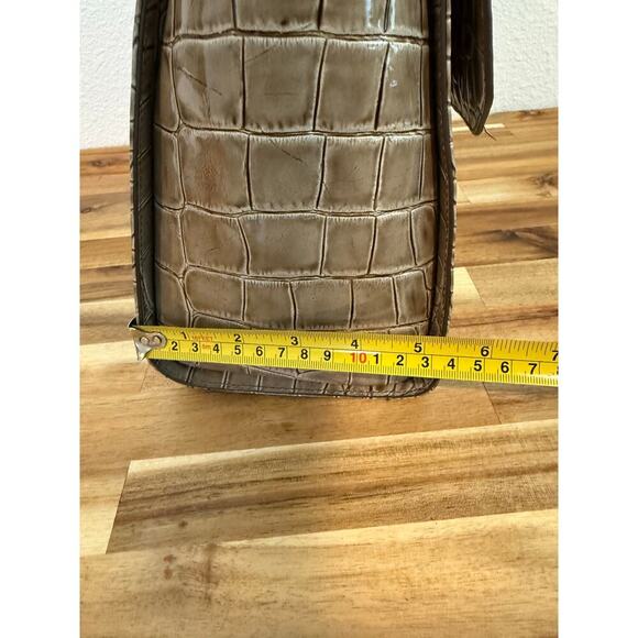 Brahmin Satchel Snake Skin Pattern Leather Bag Purse Gray Tan - Picture 6 of 9